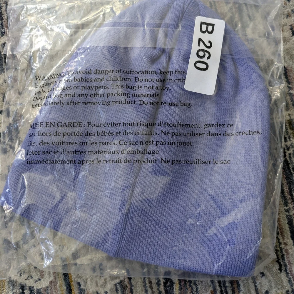 Stussy Lavender Beanie Hat with Black & White Logos - Picture 2 of 2
